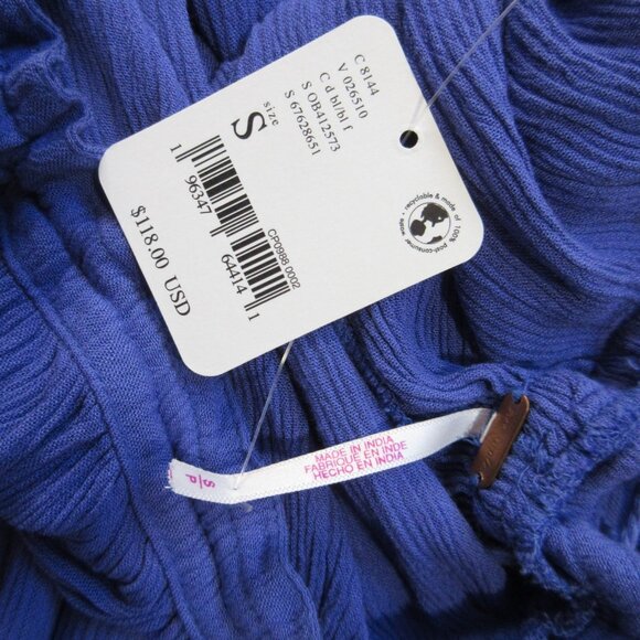 NWT Free People Extratropical Maxi in Dark Blue Crinkled Halter Dress S - Picture 4 of 9